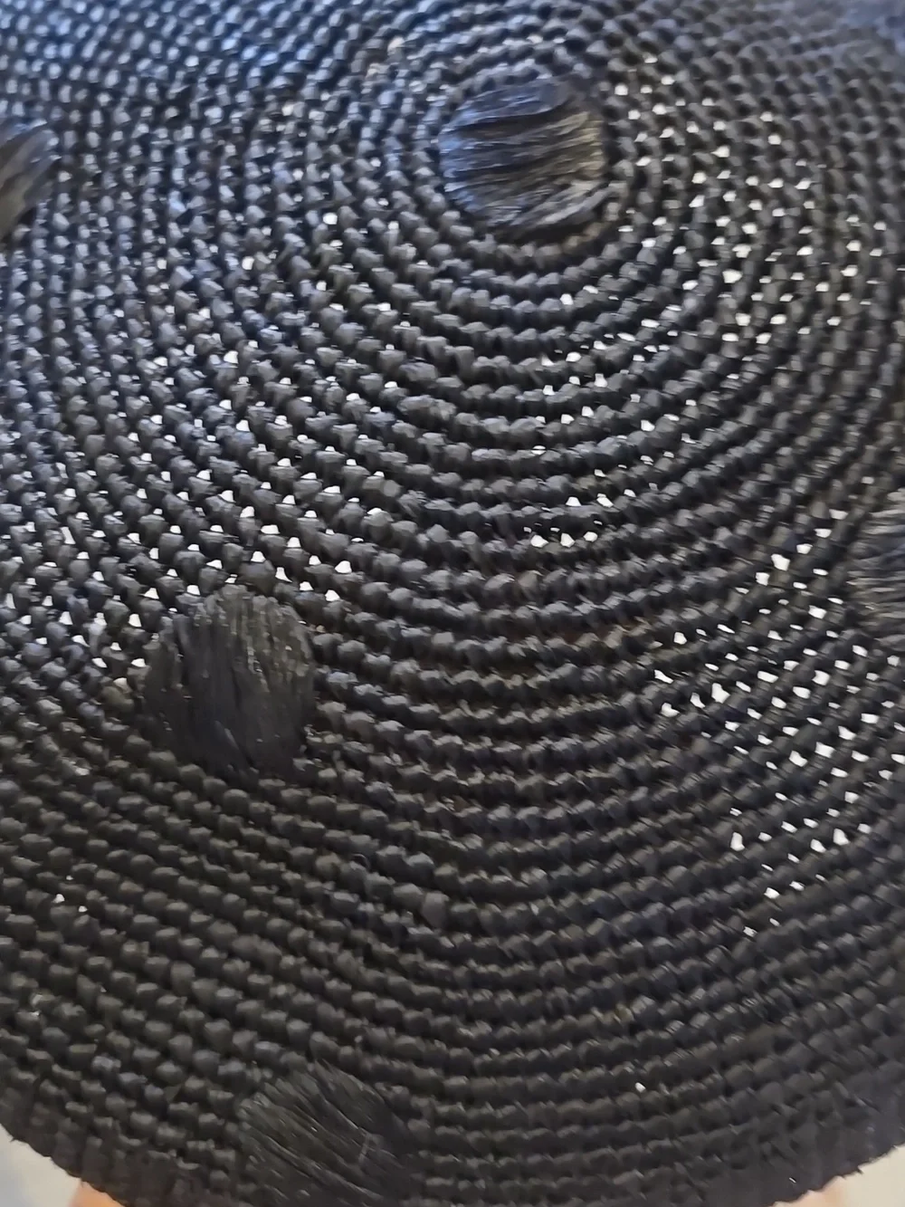 New Helen Kaminski Black Charcoal Polka Dot Raffia Straw Beret - Picture 3 of 8